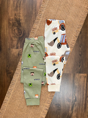 شلوار راحتی نخی پسرانه H&M طرح ماشین سنگین و Minecraft | ۱.۵ تا ۱۲ سال