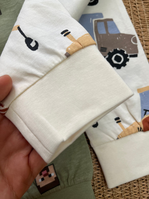 شلوار راحتی نخی پسرانه H&M طرح ماشین سنگین و Minecraft | ۱.۵ تا ۱۲ سال